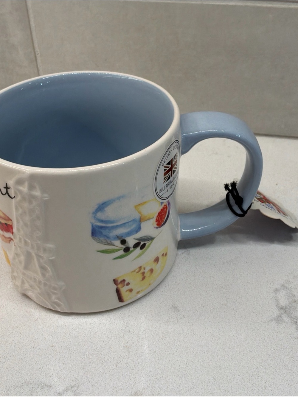 NWT Bluebird and Willow Coffee Mug British Design Paris Theme Stonewear Mug Tea - Picture 5 of 9